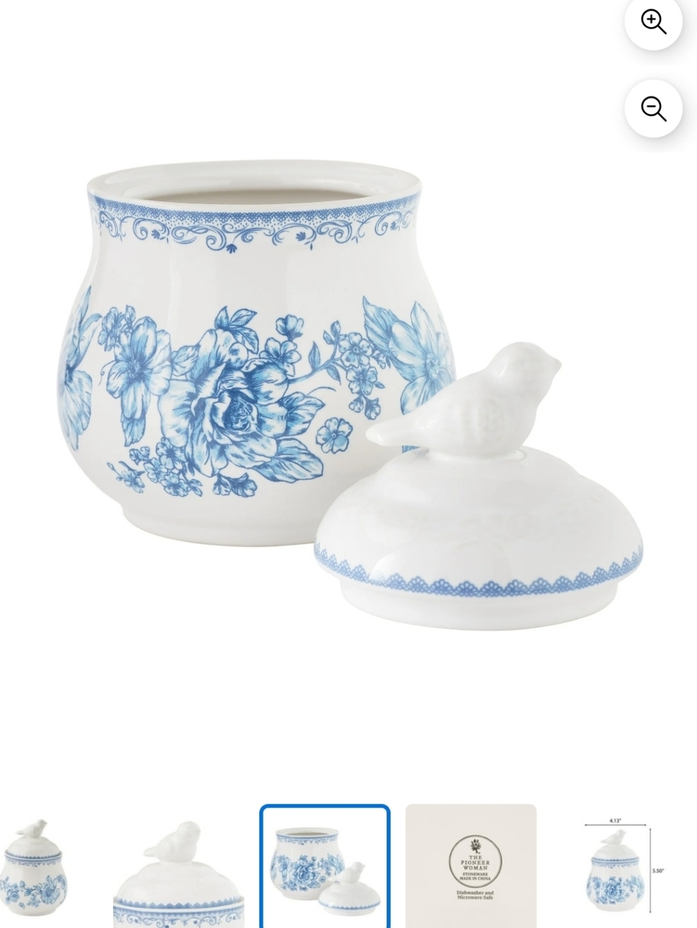 New The Pioneer Woman Agatha Blue Sugar Bowl With Lid